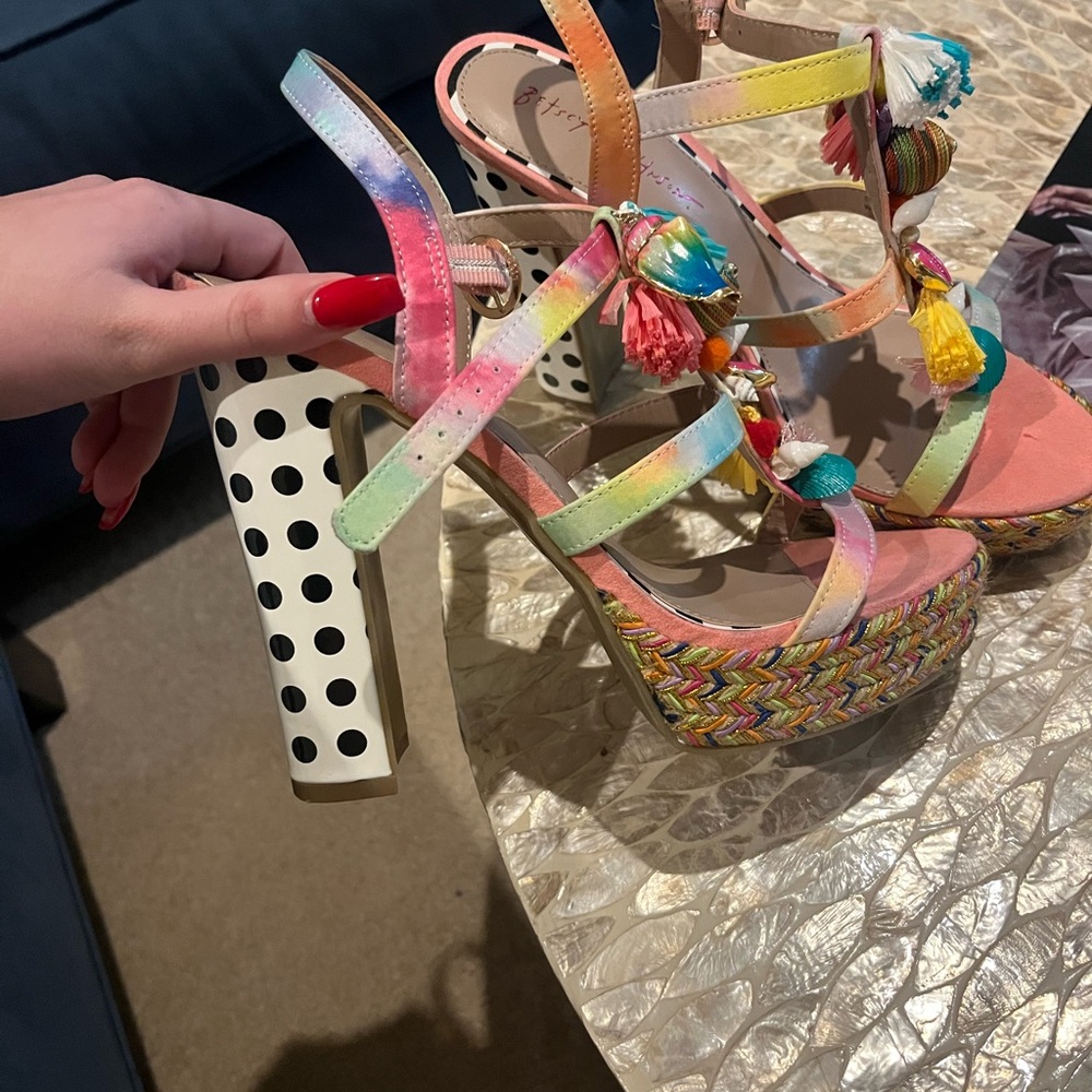 Betsey Johnson Summer Multicolor Platform Heels - Picture 3 of 4